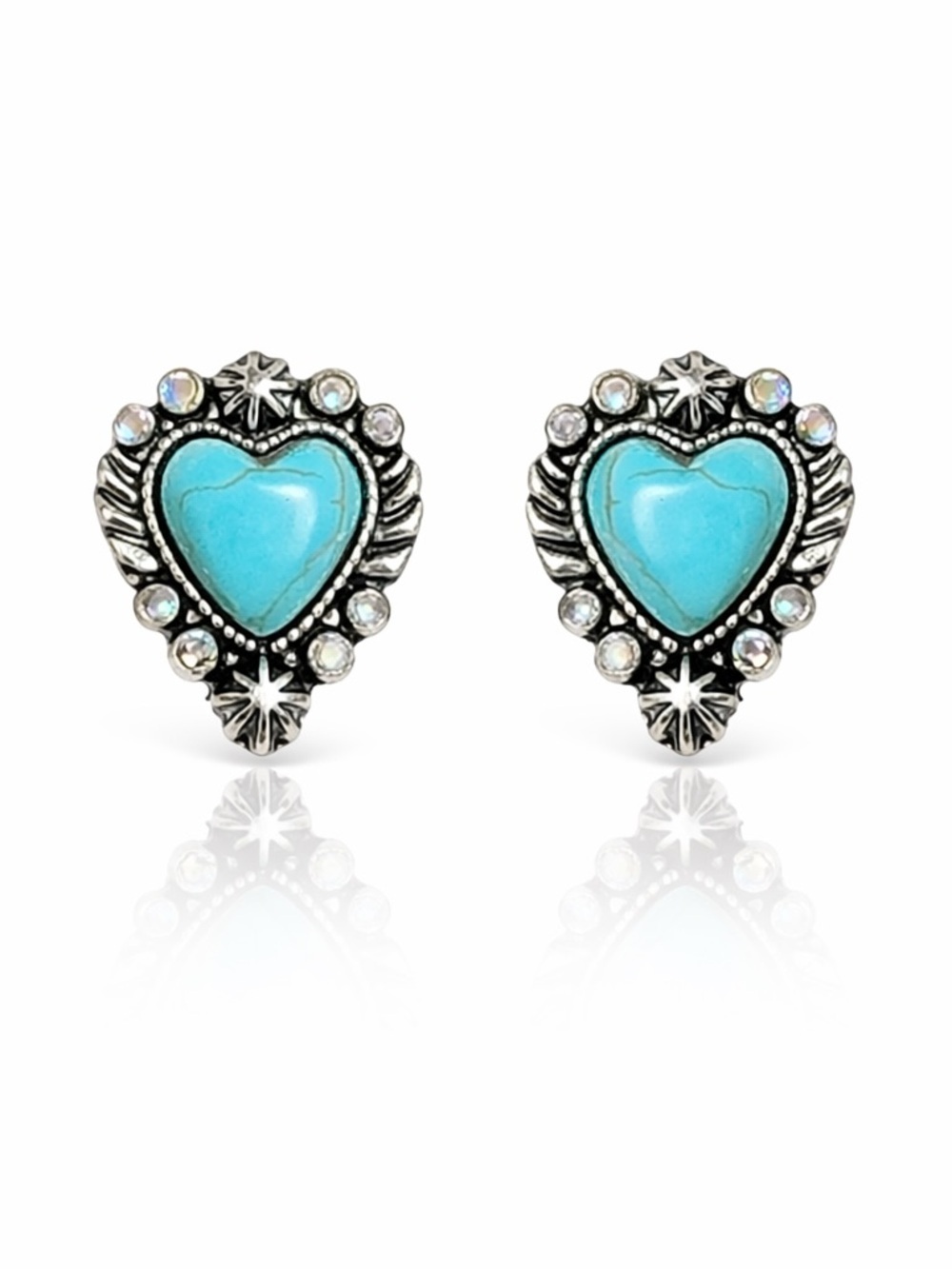 Turquoise Heart Stud Earrings